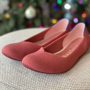 Rothy’s “The Flat” rounded toe shoe.